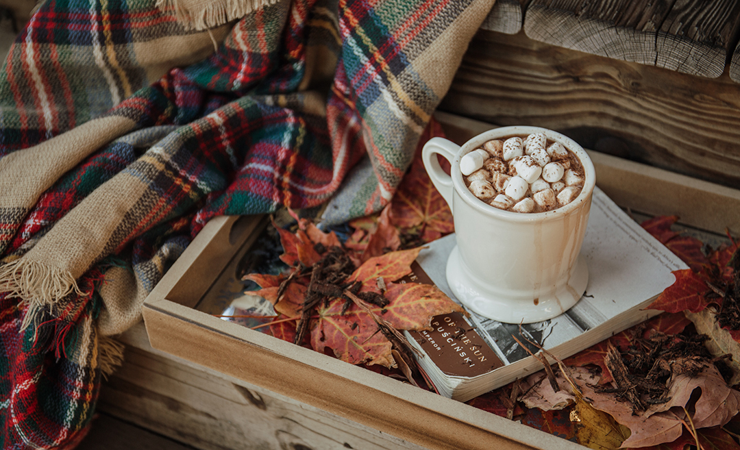 Cosy hot drink at halloween whilst puzzling
